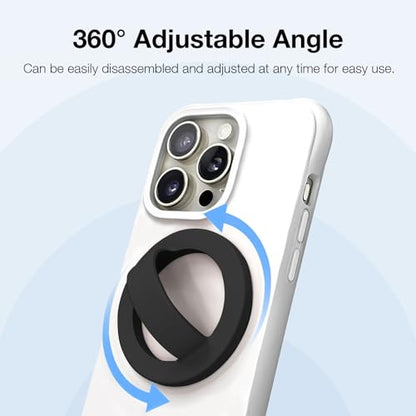 Magnetic Silicone Phone Grip | Super Strong Magnetic Design, 360° Rotation, Comfortable Grip, Compatible with iPhone 16/15/14/13/12 Series, Perfect for Selfies and Watching Videos (Black) - color: Black