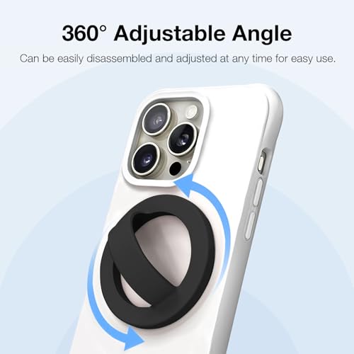 Magnetic Silicone Phone Grip | Super Strong Magnetic Design, 360° Rotation, Comfortable Grip, Compatible with iPhone 16/15/14/13/12 Series, Perfect for Selfies and Watching Videos (Black) - color: Black
