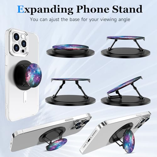 Compatible with MagSafe Phone Socket, Magnetic Expanding Phone Stand iPhone Finger Holder Compatible with MagSafe Accessories, iPhone 17 16 15 14 13 12 Pro Max Plus Mini (Nebula Galaxy) - color: Nebula Galaxy