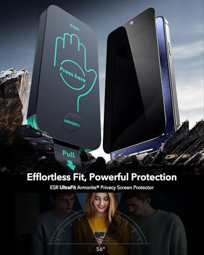ESR 3 Pack for iPhone 15 Pro Privacy Screen Protector, Armorite | 7X Impact Absorption, 9H+ Tempered Glass, Anti-Spy, Easy One-Pull Installation, UltraFit Tray, Full-Coverage Protection - size: iPhone 15 Pro 6.1 inch