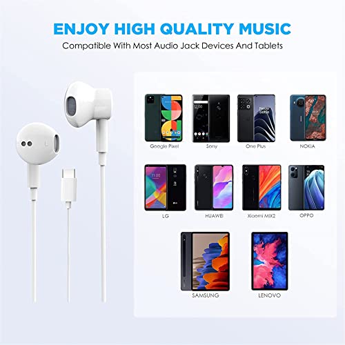 2 Pack-USB C Headphones for iPhone 17/16/15 Earbuds USB C Wired Earphones