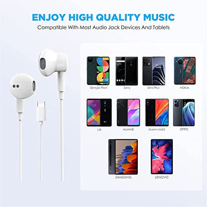 2 Pack-USB C Headphones for iPhone 17/16/15 Earbuds USB C Wired Earphones