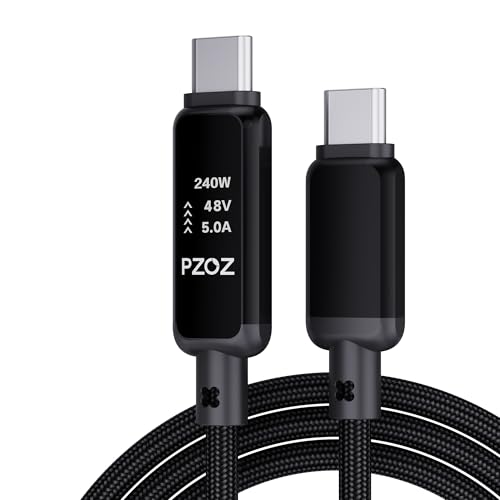 pzoz USB-C to USB-C Cable, 240W PD 3.1 Fast Charging with LED Display