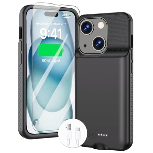GIN FOXI Battery Case for iPhone 15 Pro/15, Rechargeable Case 15W Fast Charging Charger Real 7000mAh Ultra-Slim Anti-Fall Protection Extended Charger for iPhone 15 &15 Pro Black - size: 15/15 Pro