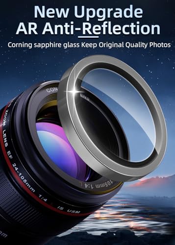 ZXZone for iPhone 16 Pro/iPhone 16 Pro Max Camera Lens Protector, Strong Adhesion Aluminum alloy & Sapphire Glass material [Drop Protection] 9H Tempered Glass Camera Cover screen Metal Ring Case Friendly Scratch Resistant Easy to Install (Grey) - color: G