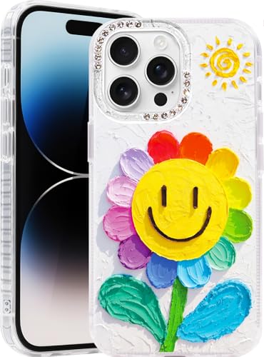 Compatible with iPhone 12 Pro Max Case,with [Soft Slim][Camera Protection] Cute Rainbow Flower Aesthetic Phone Cover Anti-Yellowing Shockproof Protective Cover for Women Girl-White - color: White, size: iPhone 12 Pro Max