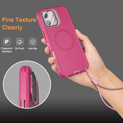 Follaroma for iPhone 16 Case with Magnetic,Heavy Duty Case,6.1'', Hot-Pink - color: Hot-pink, size: iPhone 16 6.1''