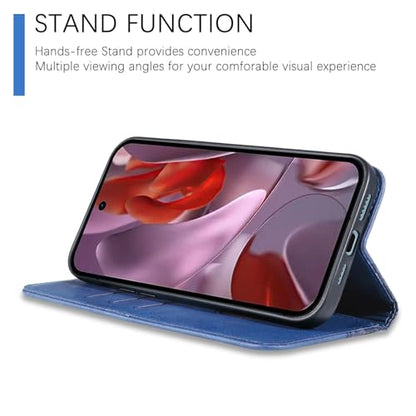 Wallet Case for Google Pixel 9A 2025 6.3 Inch - PU Leather Flip Cover with Card Holder Slots, Strong Magnetic Folio Kickstand Phone Case, Blue - color: Blue, size: google pixel 9a 6.3"