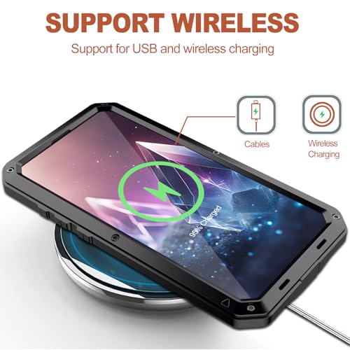 for iPhone 16 Metal Case 6.1",Heavy Duty Shockproof Aluminum Alloy Tough Armour Military Grade Phone Case,360 Full Body Protective Cover with Silicone Built-in Screen Protector - Black - color: Black