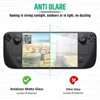 Ambison 2 Pack Matte Glass Screen Protector for Steam Deck 7.0''/Steam Deck OLED 7.4'', Anti Glare & Anti Fingerprint, High Sensitivity, 9H Tempered Glass Film, Scratch Resistant, Bubble Free - size: Steam Deck*2Pcs