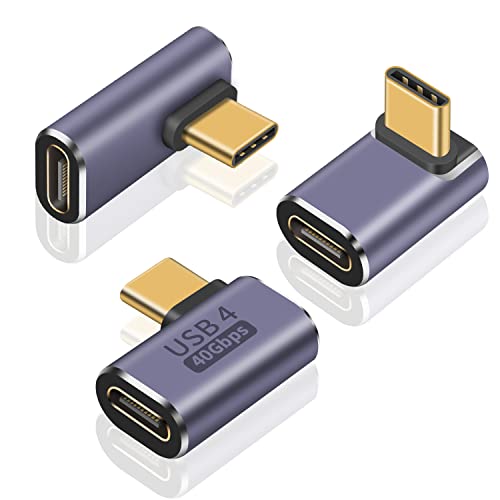 Poyiccot USB C Right Angle Adapter Set 3 Pack, 90 Degree USB C Angle Adapter, 40Gbps Type C Extender PD 100W USBC Male to Female Angled Extension for Laptop, Steam Deck, MacBook, Mobile Phone - style: usb c 90 degree 3pack
