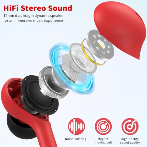 USB C Headphones Wired Earbuds for iPhone 18 Pro Max 17 16 15,Red - color: Red