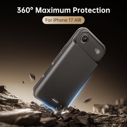 GIN FOXI Battery Case for iPhone 17 AIR, Charging Case Charger 8500mAh Ultra-Slim Lightweight Powerful Battery Pack 15W Fast Rechargeable Anti-Fall TPU Juice Box for iPhone 17 AIR (6.5") Black