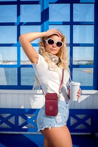 JANKS Small Crossbody Bags for Women Mini Cell Phone Purses Handbag Shoulder Bag - color: 010 Wine Red