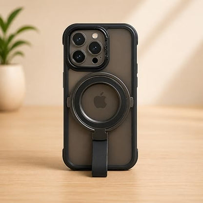 Magnetic Phone Grip Holder for MagSafe, 360° Rotating Ring Stand Kickstand with Silicone Finger Strap, Strong Magnetic Phone Holder for iPhone 17/16/15/14/13/12 & Android (Black) - color: Black