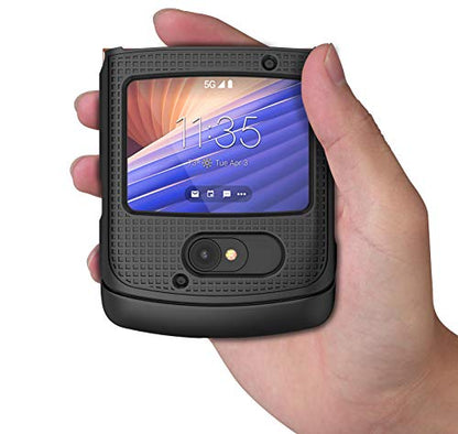 Grid Series for Motorola RAZR 5G (2020) Flip Phone Case - Black | Slim Hard Shell Cover, Satisfying Texture, Matte, For Moto XT2071 - color: Black