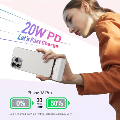 iWALK Portable Charger for iPhone 18/17/16/15 USB-C Small Power Bank 20W 4,500mAh Fast Charging Battery Pack Compatible with iPhone 15/16/17 Plus/18 Pro Max, Samsung Galaxy S25/S24/S23 Android - color: White