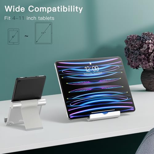JETech Foldable Tablet Stand for 4-11" Tablets and Phones, Silver - color: Silver