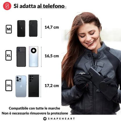Shapeheart Motorbike Phone Holder & Detachable Magnetic Weatherproof Pouch - size: XL - Smartphone up to 16,5 cm (6.49")