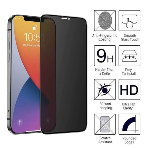 2 Pack, Privacy Screen Protector, Full Coverage Anti-Spy Tempered Glass Film Compatible with iPhone 16 Plus - size: 16 Plus