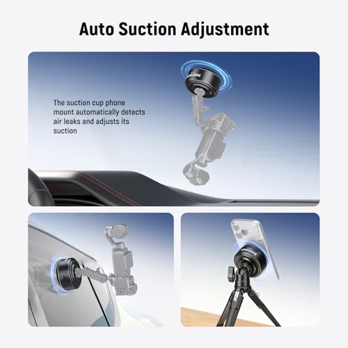 NEEWER Electric Suction Cup Mount with 1/4" Screw Holes for Phone Holder/Action Camera Adapter Compatible with iPhone GoPro DJI Insta360, Quick Release for POV Car Windshield Video Recording, CA164 - style: CA164