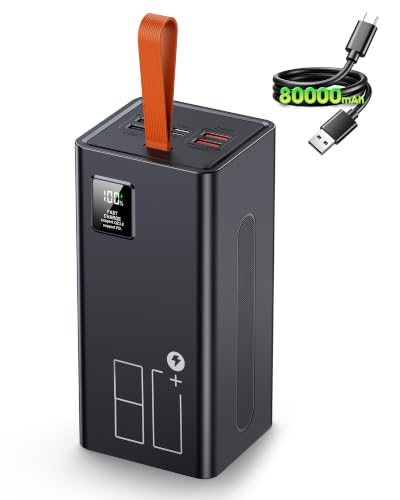 80000mAh Power Bank, 30W QC 3.0 Fast Charging Portable Charger - size: 80000mAh