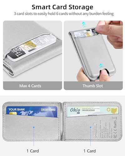 ExtreLife for Magsafe Wallet, Works with Apple Find My, 6 Cards Holder - color: Haze Gray