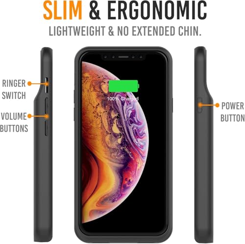 Alpatronix Battery Case for iPhone 12 Pro & iPhone 12 (6.1 inch), Strong Slim Portable Protective Extended Charging Cover with Wireless Charging, Lightning Input, Apple Pay, CarPlay- Matte Black - size: iPhone 12 Pro & iPhone 12 (6.1 inch)
