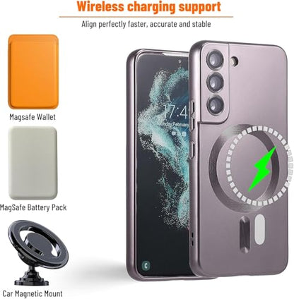 Magnetic for Samsung Galaxy S21 Case,Soft Silicone Samsung Galaxy S21 Phone Case with Camera Protection,Anti-Scratch Samsung Galaxy S21 Case Compatible with MagSafe, Gray - color: Gray, size: S21