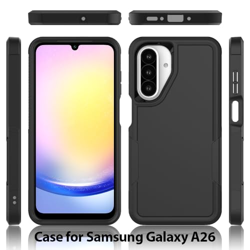 for Samsung Galaxy A17 Case: Dual Layer Protective Heavy Duty Cell Phone Cover Shockproof Rugged with HD Screen Protector - Military Protection Bumper Tough for Samsung Galaxy A17 5G 2026, Red - color: Red (PC) + Black (TPU)
