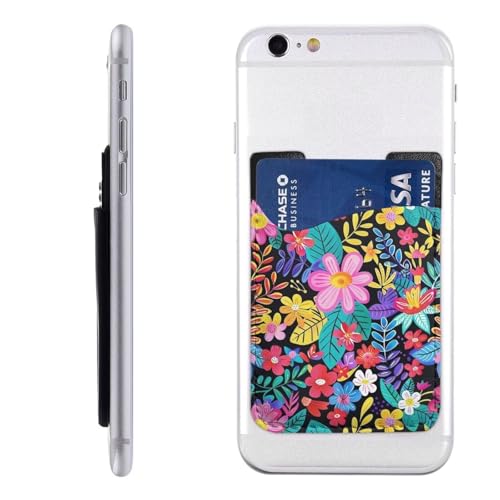 Stick On Wallet for Phone Hippie Daisy Pink Sleeve Cell Phone Pocket Card Holder Pocket Pouch for All Smartphone Phone Adhesive Card Holder PU Leather Stick on Wallet for Phone - color: Lovely Flowers
