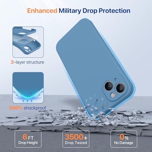 miracase Designed for iPhone 14 Case,[Upgraded Enhanced Camera Protection],Shockproof Liquid Silicone Case with Microfiber Lining, 6.1 inch,Capri Blue - color: Capri Blue, size: iPhone 14