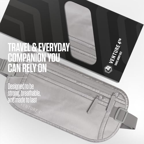 VENTURE 4TH Travel Money Belt, RFID Blocking Passport Holder - Sleek Silver - color: Sleek Silver