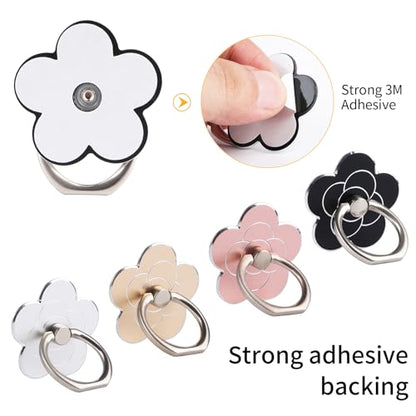 4pcs Cell Phone Ring Stand,Cell Phone Ring Holder Flower,360 Rotate and 180°Angle Adjustable Metal Finger Ring Socket Grip Kickstand for Smartphones