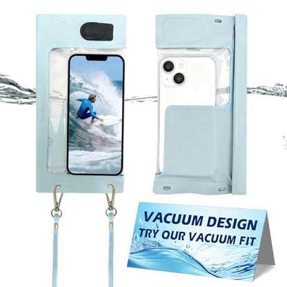 IPX8 Waterproof Phone Case Vacuum Sealed Dry Bag Blue | Bubble-free vacuum seal ensures HD photos & zero touch lag. IP68 waterproof protection for up to 7" iPhones & Samsung. - color: Blue, size: 1Pack