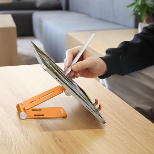 OMOTON Foldable Cell Phone Stand, C4 Portable Aluminum Phone Holder - color: Orange