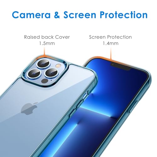 JETech Case for iPhone 13 Pro, Anti-Yellowing, Navy Blue | Shockproof Protection, Scratch Resistant Hard PC Back, Durable Transparent TPU Bumper - color: Navy Blue