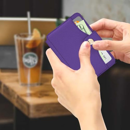 M-Plateau Phone Wallet Stick on for Cases, Sticky Wallet for Back of Phone - color: Purple