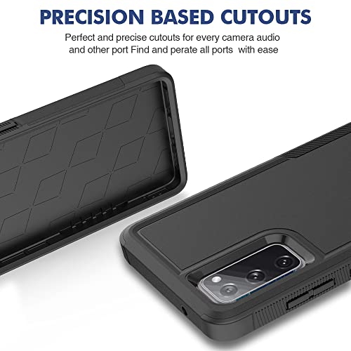 for Samsung Galaxy S20 FE 5G Case: Dual Layer Protective Heavy Duty Cell Phone Cover Shockproof Rugged with Screen Protector - Military Protection Bumper Tough - Samsung Galaxy S20 FE 5G, Black - color: Black (PC) + Black (TPU)