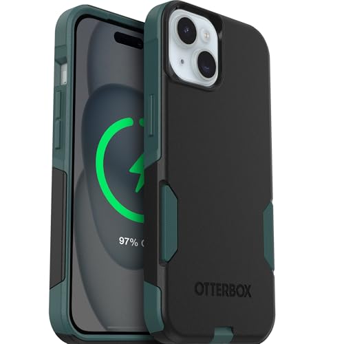 OtterBox iPhone 17e, 16e, 15, 14, 13 Commuter Series Case - Black & Green | 3X Military Drop Protection - Slim - Dual-Layer Shockproof Design - Pocket-Friendly - Raised Edges - Port Covers - color: Black/Green