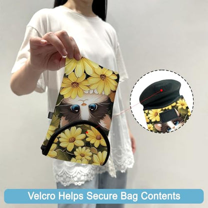 Neoprene Cell Phone Sleeve Pouch Case Bag with Crossbody Strap Neck Lanyard for Women 7.5 X 4.3 in Sunflower Cat - color: Sunflower Cat 1