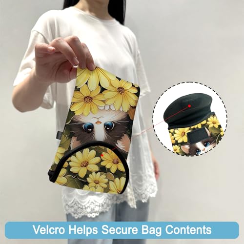 Neoprene Cell Phone Sleeve Pouch Case Bag with Crossbody Strap Neck Lanyard for Women 7.5 X 4.3 in Sunflower Cat - color: Sunflower Cat 1