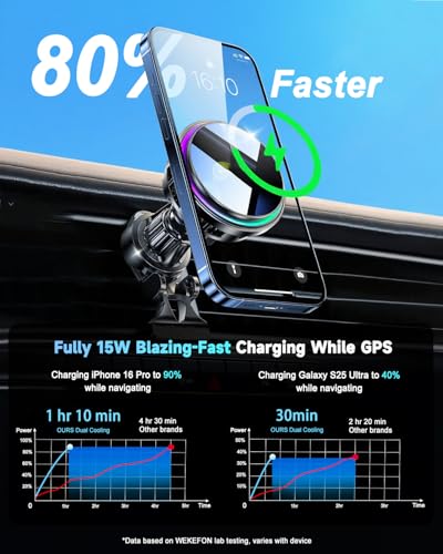 for MagSafe Car Mount Charger TEC Fan Cooling Magnetic Wireless Car Charger - color: Black 1