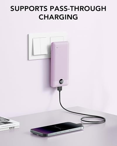 VRURC Portable Charger, Power Bank Built-in Cables and AC Wall Plug - color: Purple