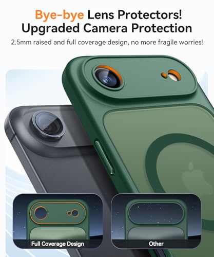 CANSHN Magnetic Compatible with iPhone Air Case(6.5 Inch), Upgraded [Full Camera Protection] [Compatible with Magsafe] [Translucent Matte] Shockproof Phone Cover for iPhone 17 Air Case,Deep Green - color: Deep Green, size: iPhone Air (6.9 Inch,1 Lens)