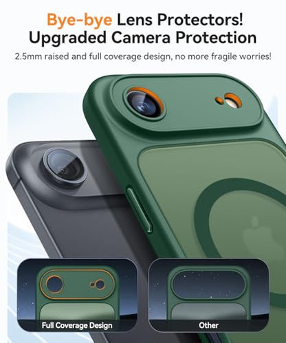 CANSHN Magnetic Compatible with iPhone Air Case(6.5 Inch), Upgraded [Full Camera Protection] [Compatible with Magsafe] [Translucent Matte] Shockproof Phone Cover for iPhone 17 Air Case,Deep Green - color: Deep Green, size: iPhone Air (6.9 Inch,1 Lens)