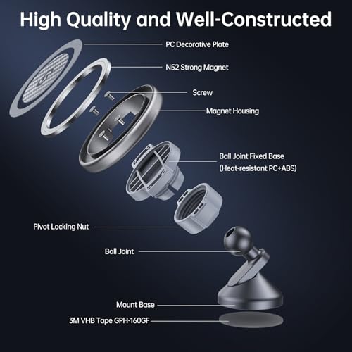 SYNCWIRE MagSafe Car Mount, Adjustable Magnetic Phone Holder, Carbon Fiber - color: Titanium Silver