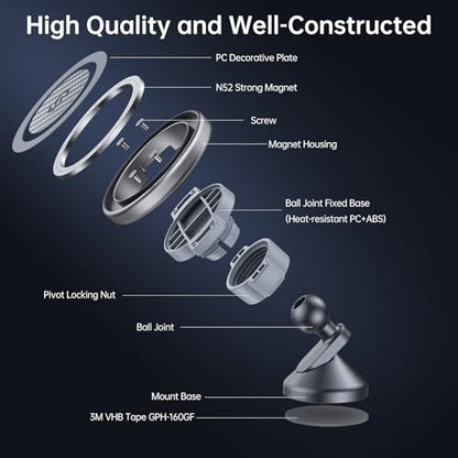 SYNCWIRE MagSafe Car Mount, Adjustable Magnetic Phone Holder, Carbon Fiber - color: Titanium Silver