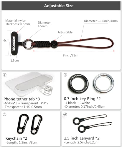 Adjustable Phone Wrist Strap for Women, Woven Bracelet for Keys - color: Coffee Black