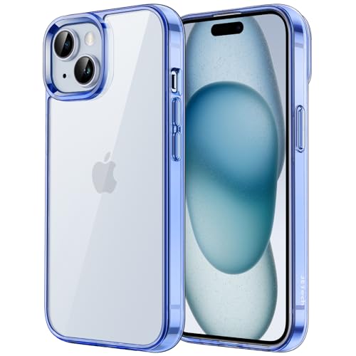 JETech Case for iPhone 15, Anti-Yellowing, Dark Blue | Shockproof Protection, Scratch Resistant Hard PC Back, Durable Transparent TPU Bumper - color: Dark Blue, size: iPhone 15